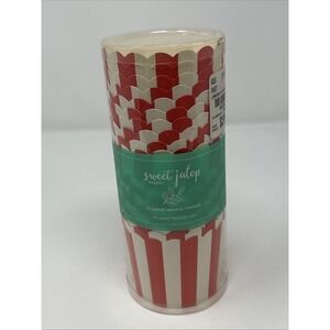 NIB Sweet Julep Designs Elegant Baking Paper Cups (20) Red & White Stripe Circus